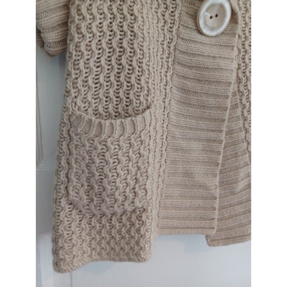 Dressbarn chunky knit woolblend cardigan sweater MPetite big button boho retro - Picture 4 of 12